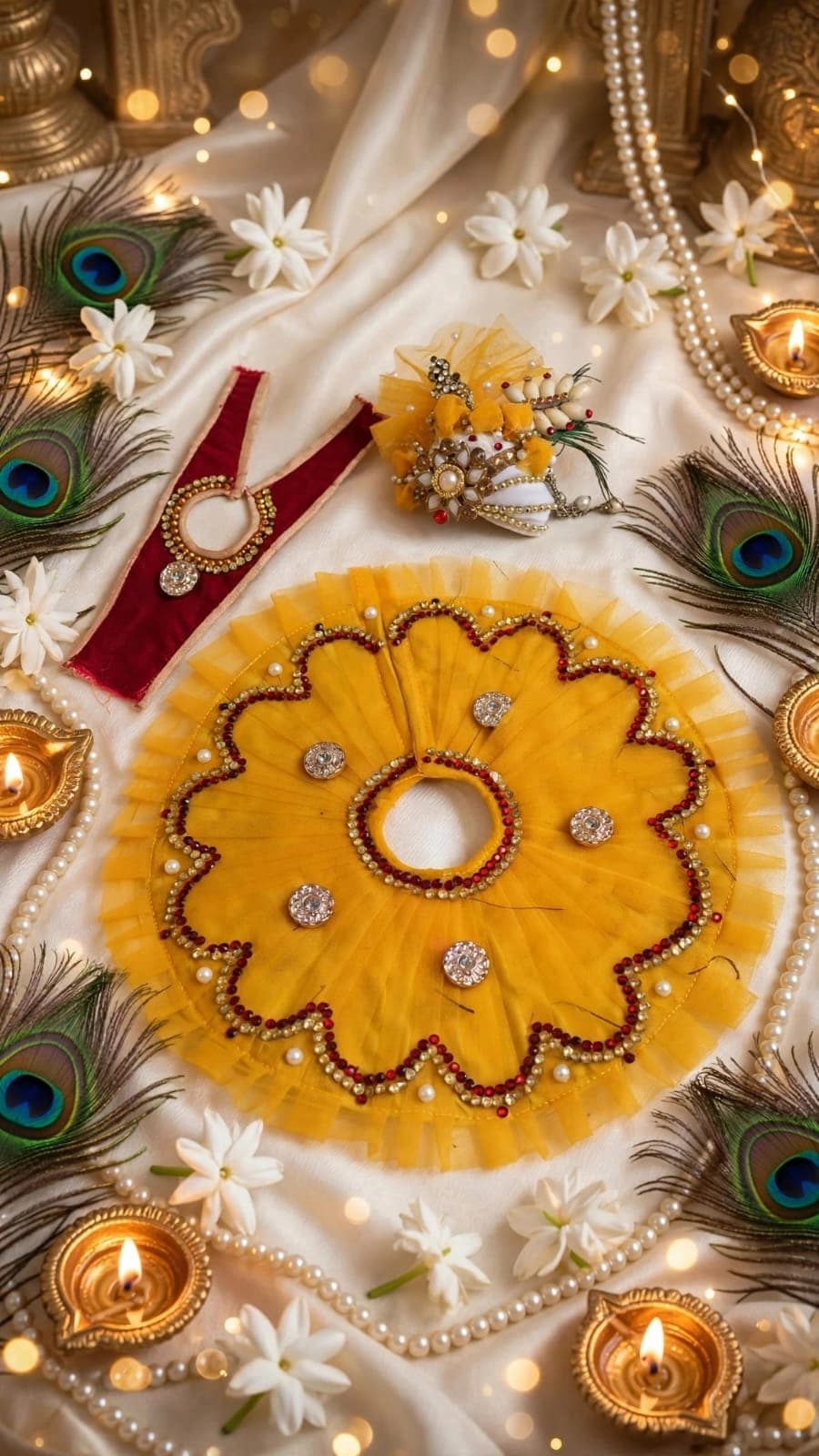 Yellow Festive Net Designer Poshak
