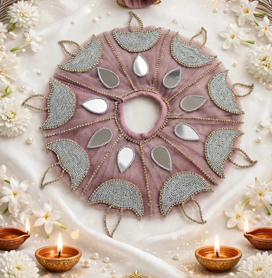 Premium Pink Mirror Designer Laddu Gopal Poshak