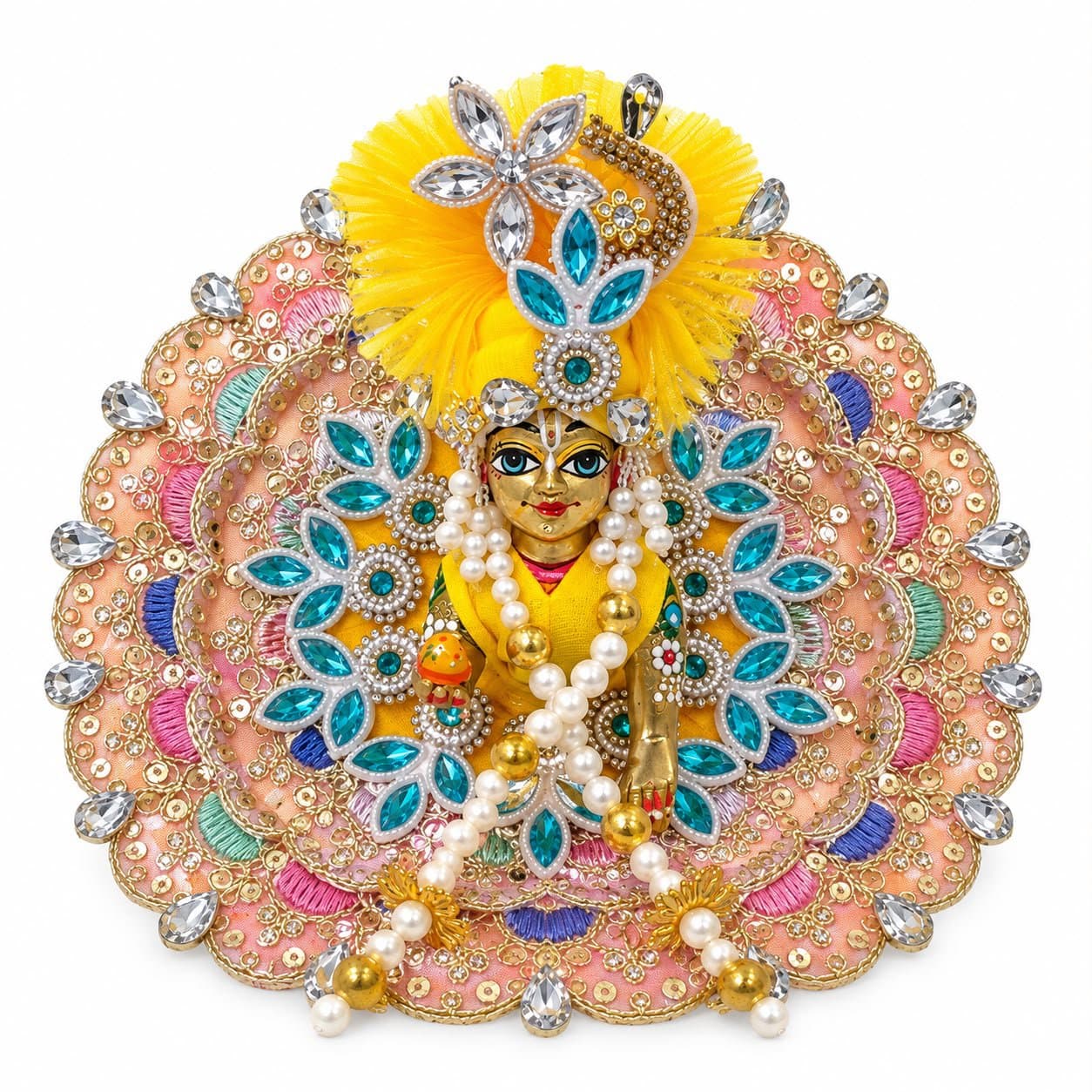 Yellow Pink Royal Pearl Designer Poshak