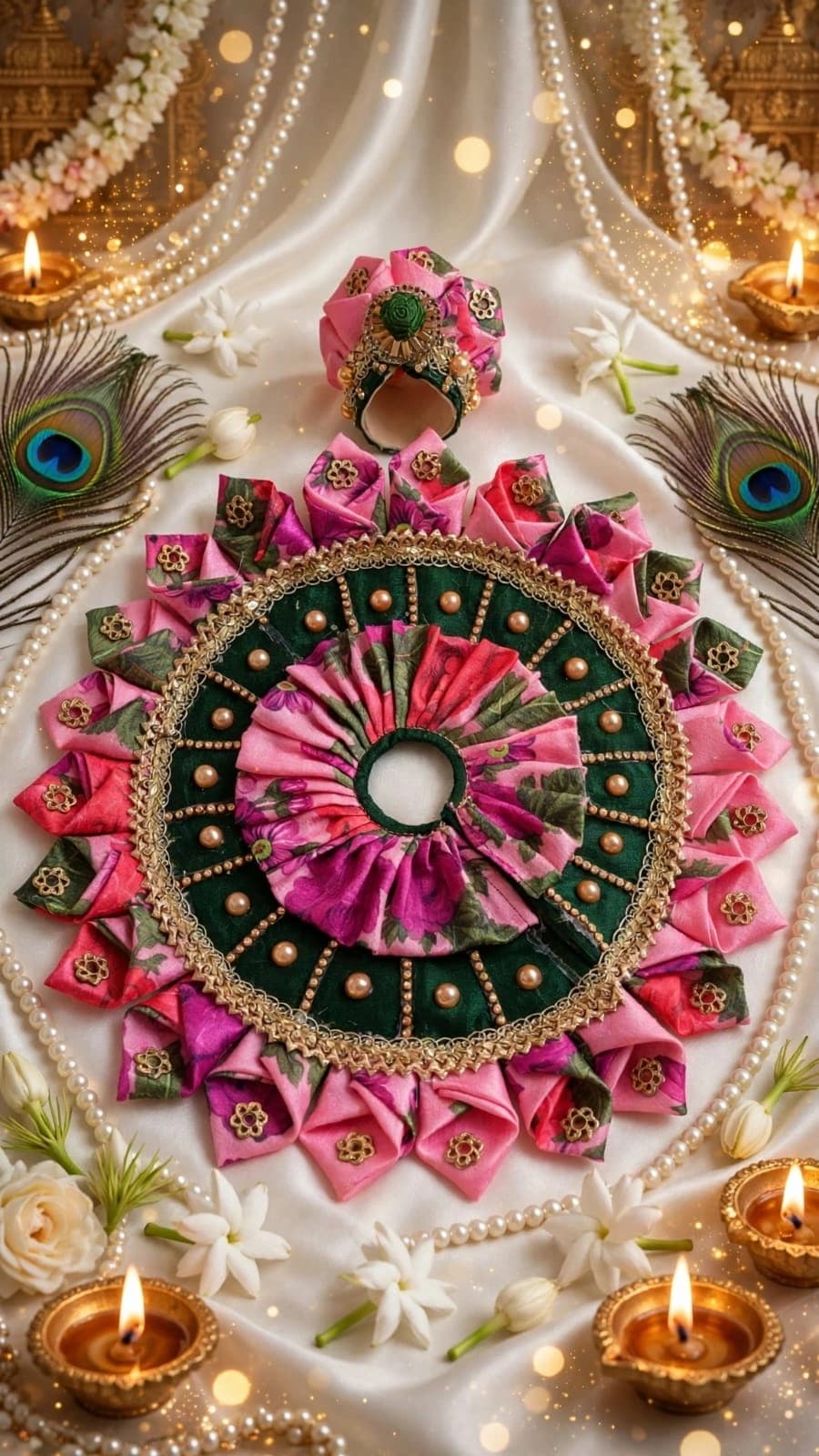 Pink Green Floral Royal Designer Poshak