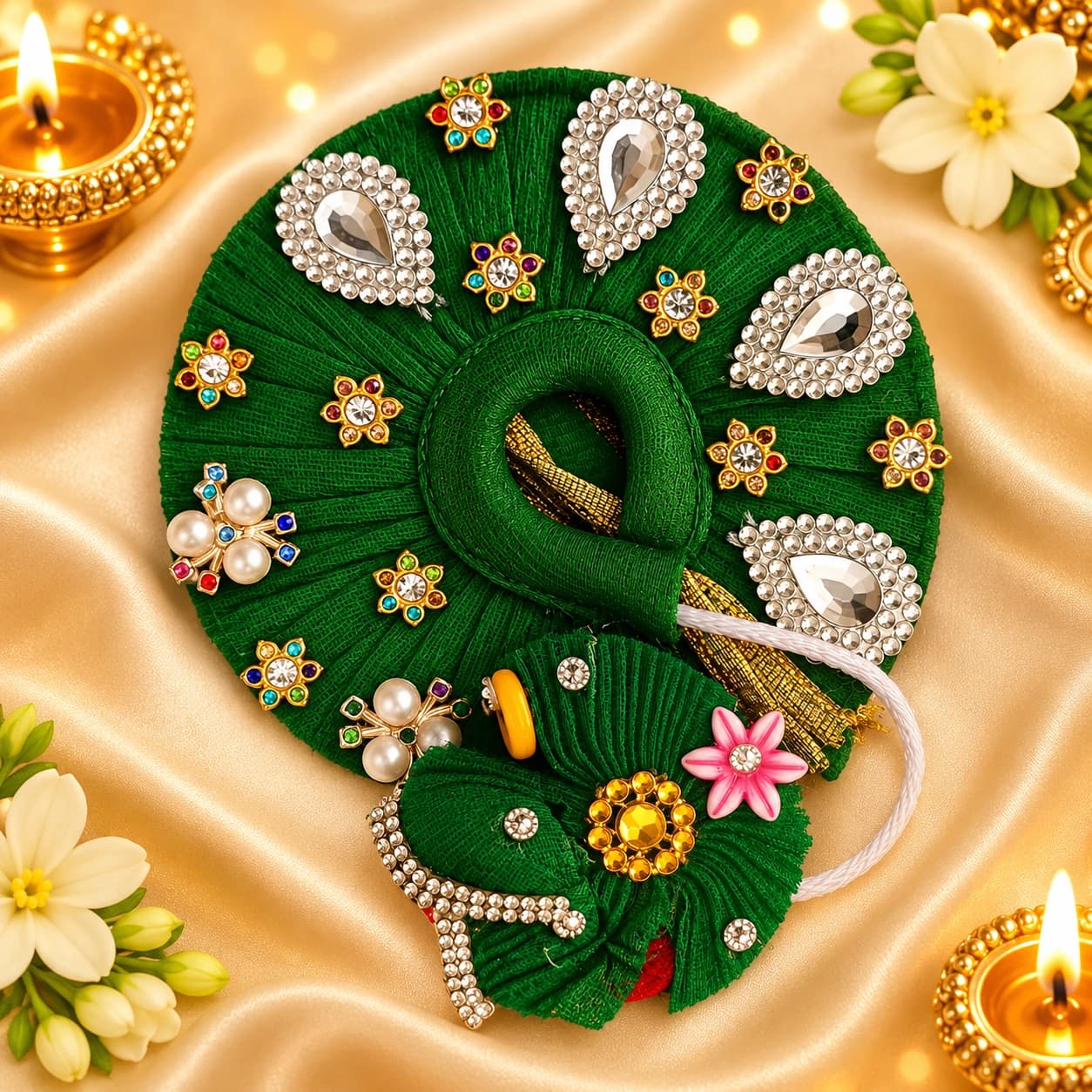 Laddu Gopal Ji Emerald Green Designer Poshak with Stone Work Online ...